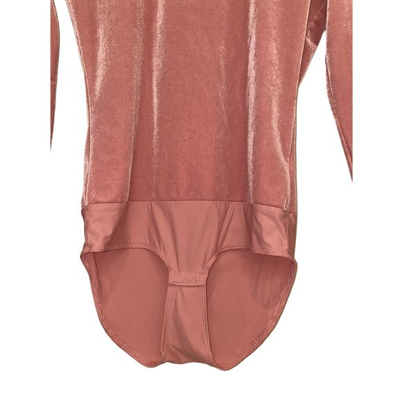 J Crew Jeans Long Sleeved Rose Pink Velvet Velour Scoop Neck Bodysuit Size S/XS - Picture 6 of 7